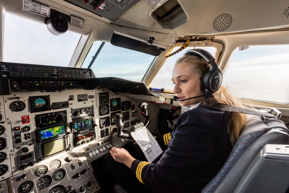 female pilot onboard aircraft