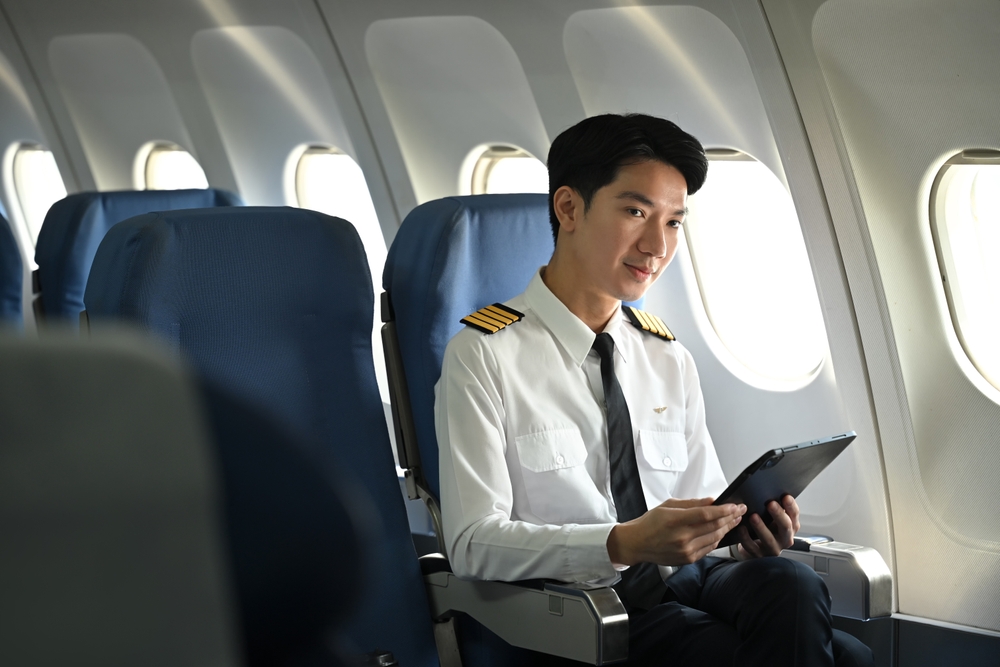 Modern cockpit with digital flight log